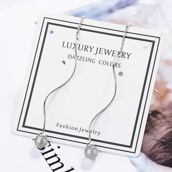 NEW 925 Sterling Silver Moonstone Swirl Earrings - Picture 5 of 6